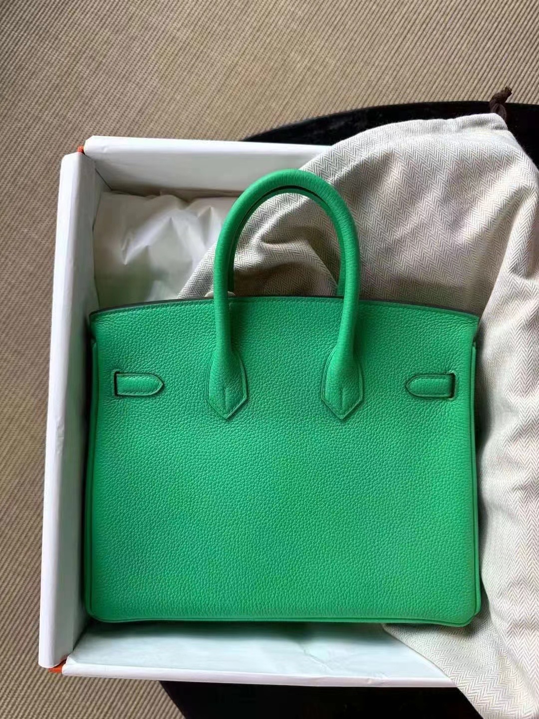 에르메스 버킨백25 그린 은장 토고가죽